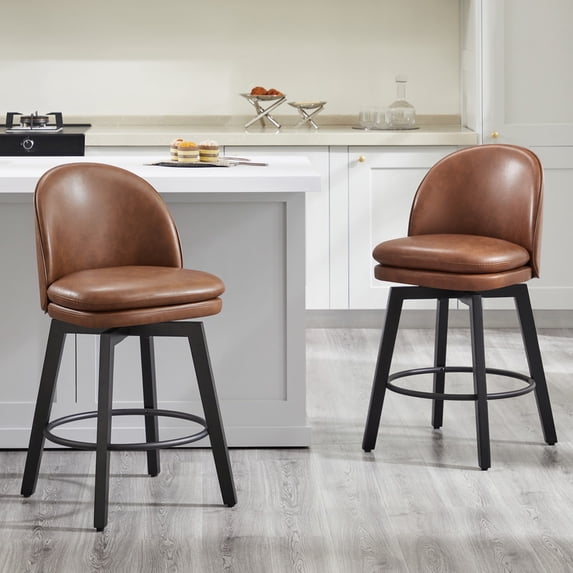 CHITA Upholstered Swivel Counter Height Bar Stools Set of 2