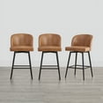thumbnail image 1 of CHITA 27" Swivel Upholstered Counter Bar Stools with Back & Metal Legs Set of 3,Faux Leather in Cognac Brown, 1 of 6