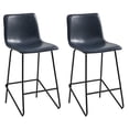 thumbnail image 1 of CHITA Counter Height Bar Stools with Metal Base, Set of 2, Faux Leather in Navy Blue, 1 of 10