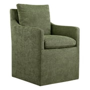 CHITA Fabric Upholstered Dining Arm Chair with Casters, Green