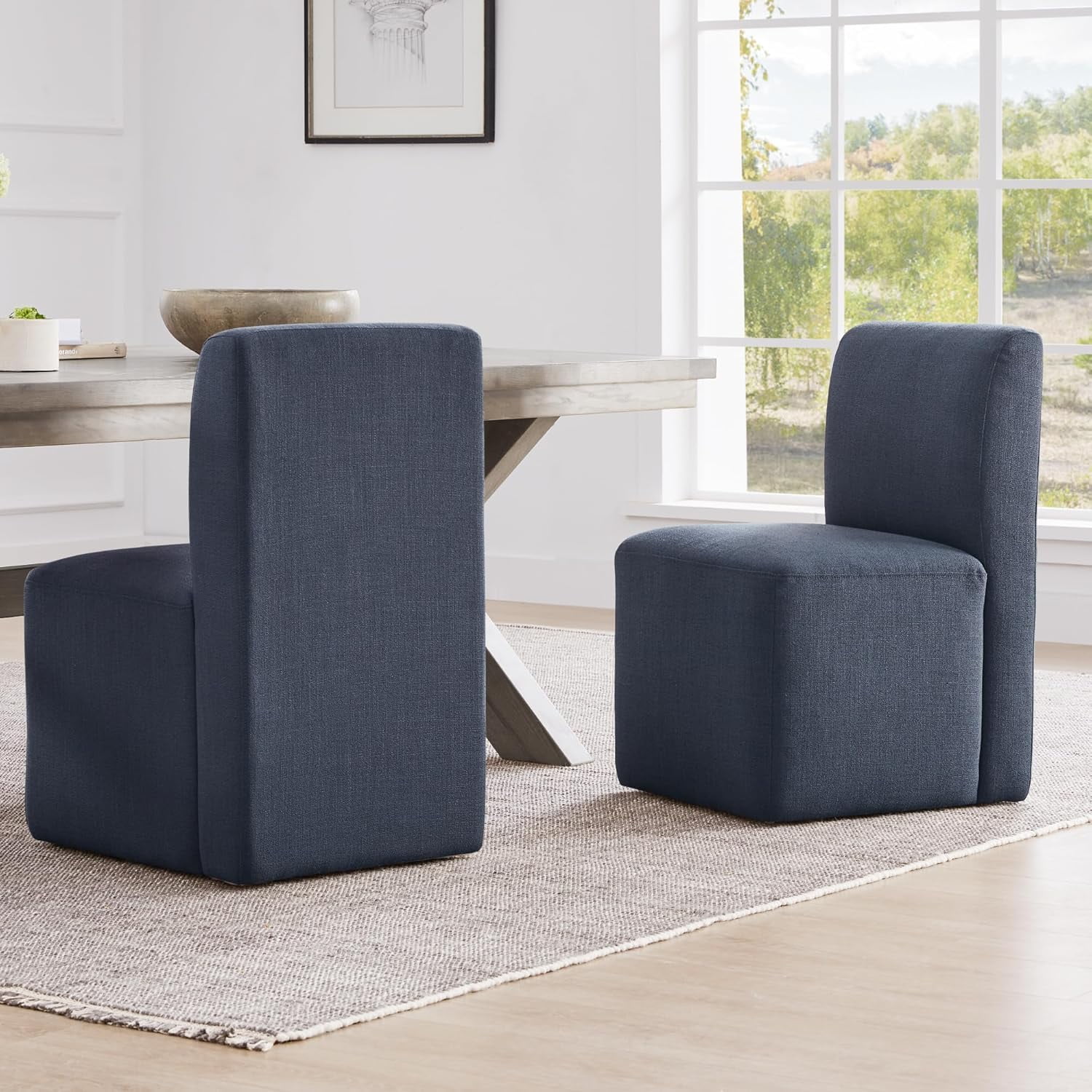 CHITA Dining Chairs with Casters Set of 2, FSC Certified Upholstered ...