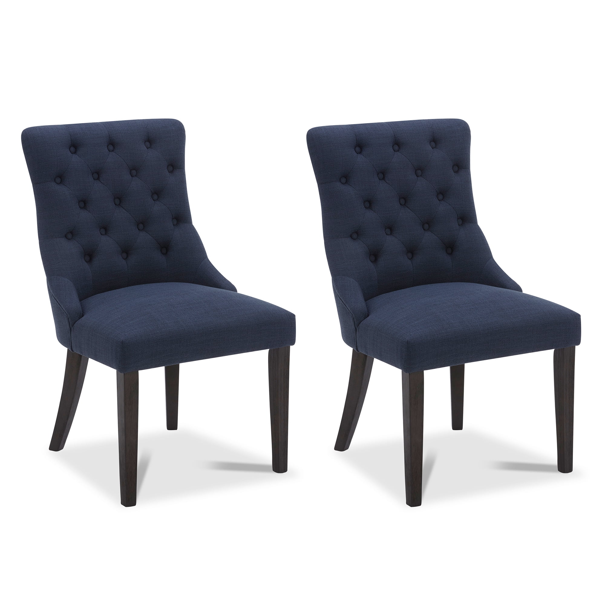 CHITA Dining Chairs Set of 2 with Wood Legs, Upholstered Kitchen Chair, Fabric in Insignia Blue