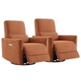 thumbnail image 1 of CHITA Electric Power Recliner Swivel Glider Set of 2, Upholstered Faux Leather Nursery Chair Living Room Reclining Sofa Chair, Terracotta, 1 of 17