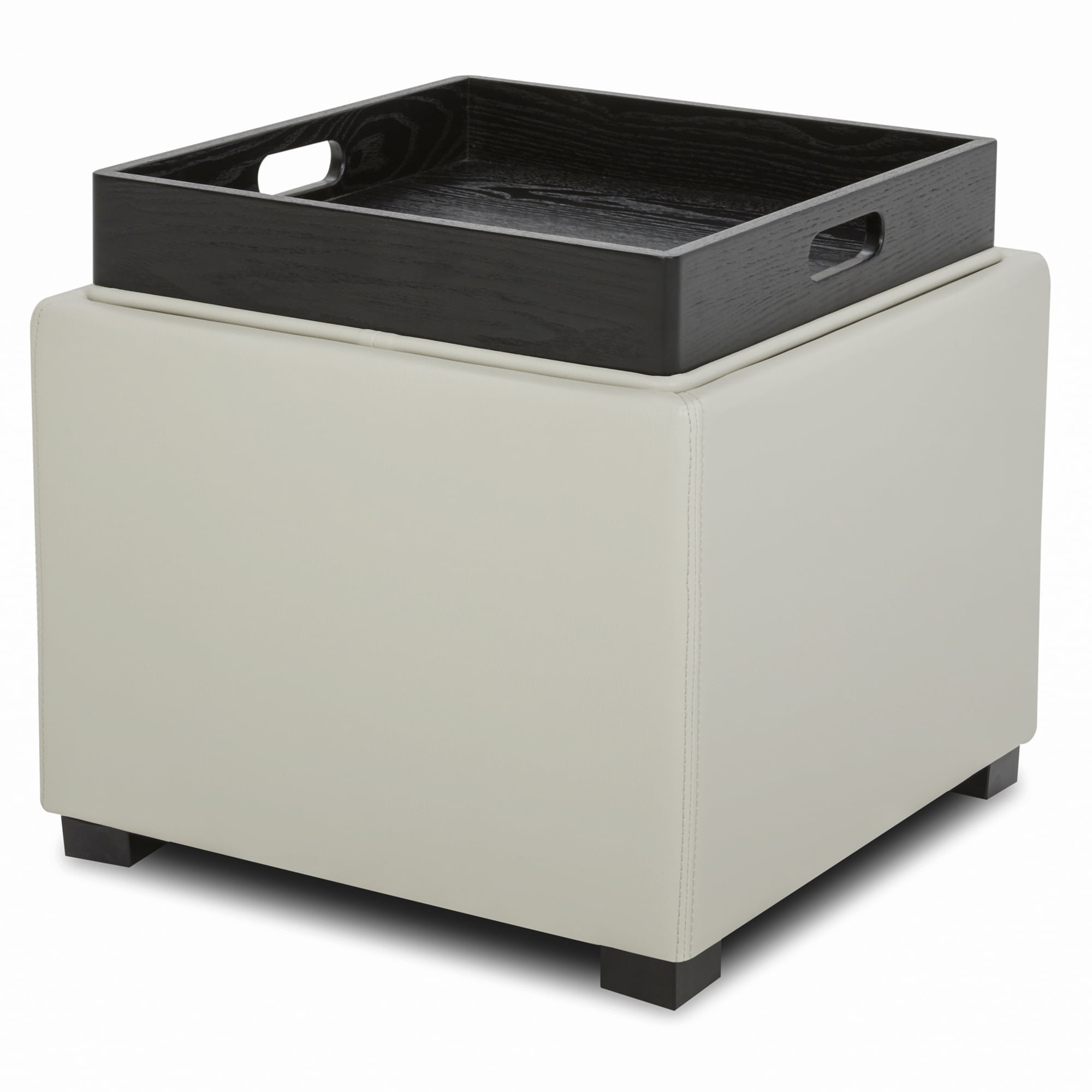 CHITA Faux Leather Storage Stool Ottoman, Foot Rest Stool Seat, Light Grey