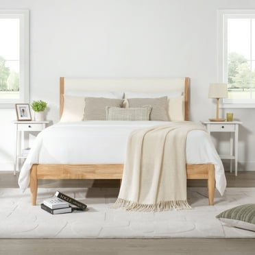 CHITA Full Size Upholstered Platform Bed Frame with Headboard Boucle Fabric Style,Cream