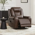 thumbnail image 1 of CHITA Top grain leather Heat and Massage Recliner with USB Charging Ports, Brown, 1 of 9