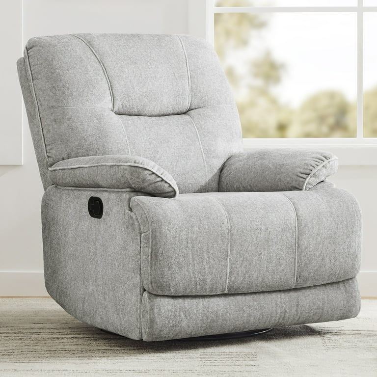 CHITA Manual Swivel Glider Rocker Recliner Recliner Chair for Living Room and Nursery Light Gray