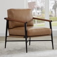 thumbnail image 1 of CHITA Mid Century Modern Accent Chair, Lounge Chair with Wood&Metal, Comfy Upholstered Arm Chairs for Living Room, Saddle Brown, 1 of 9