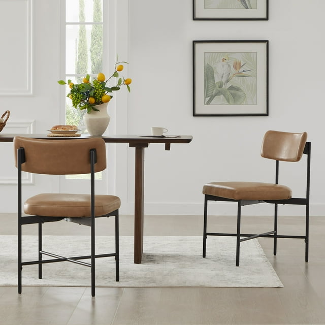 CHITA Mid-Century Modern Dining Chairs Set of 2, Faux Leather Kitchen ...