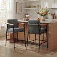 thumbnail image 1 of CHITA Modern Counter Stools Set of 2, Upholstered Bar Stools with Metal Frame and Wooden Armrests, Fabric in Gray, 1 of 11