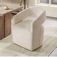 thumbnail image 1 of CHITA Modern Dining Chair with Caster Wheels & Open Back, Upholstered Dining Room Chairs, Fabric in Beige, 1 of 12