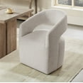 thumbnail image 1 of CHITA Modern Dining Chair with Caster Wheels & Open Back, Upholstered Dining Room Chairs,  Fabric in Wheat, 1 of 12