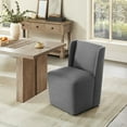 thumbnail image 1 of CHITA Modern Dining Chair with Casters, Upholstered Dining Room Chairs, Fabric in Dark Gray, 1 of 14