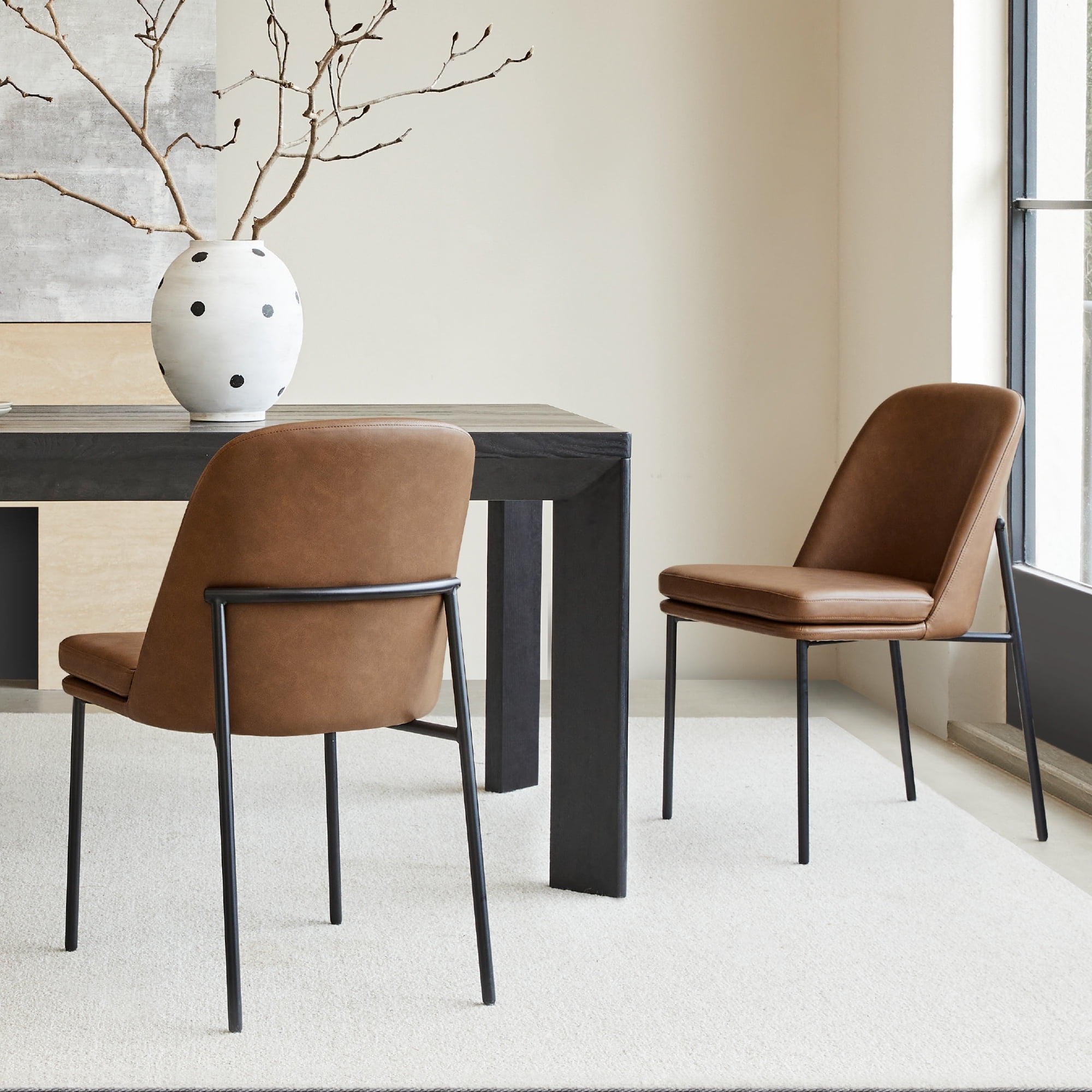 CHITA Modern Dining Chairs Set of 2 Metal Legs Dining Chair, Faux ...
