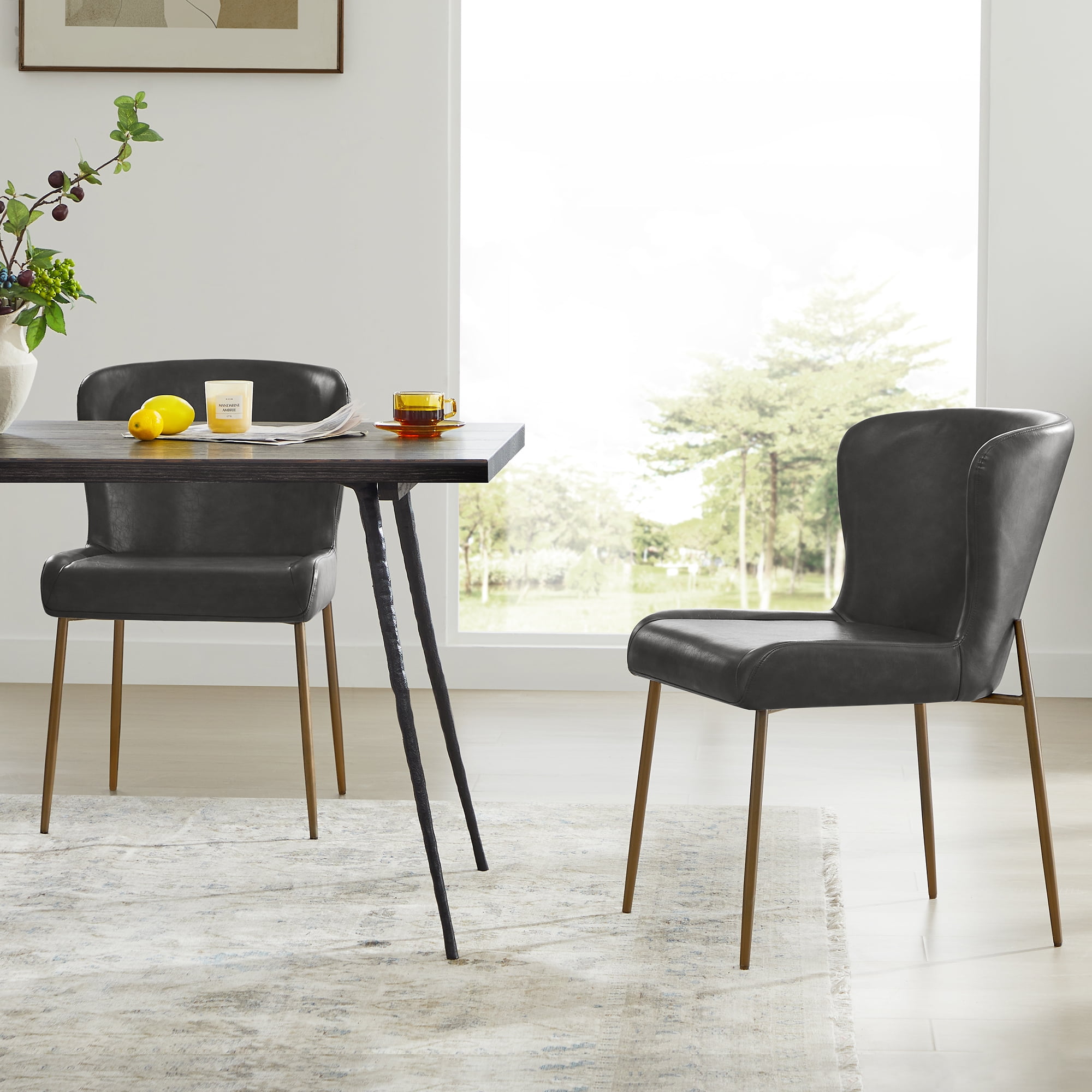 CHITA Modern Dining Chairs Set of 2,Upholstered Mid Century Faux ...