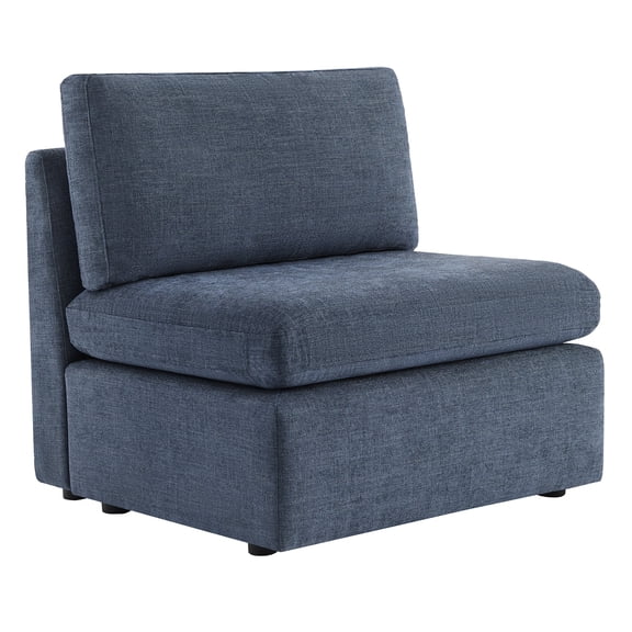 CHITA Modern Fabric Armless chair with Reversible Chaise for Living Room Bedroom, Blue