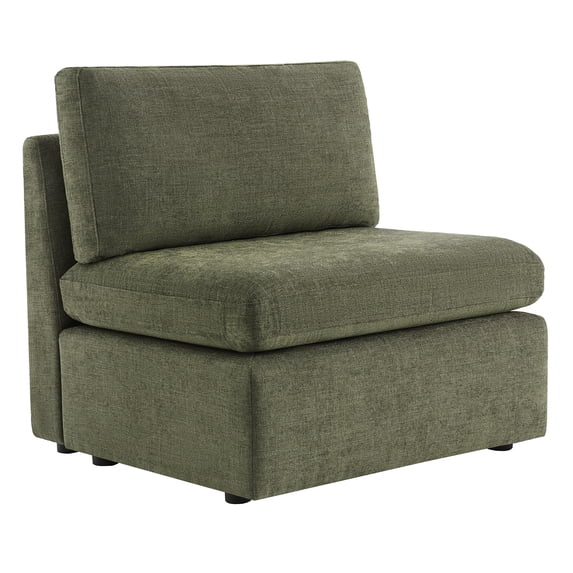 CHITA Modern Fabric Armless chair with Reversible Chaise for Living Room Bedroom, Green