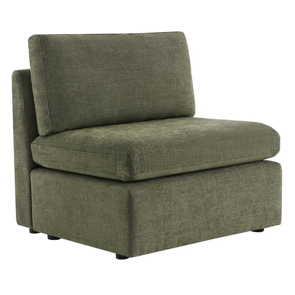 CHITA Modern Fabric Armless chair with Reversible Chaise for Living Room Bedroom, Green