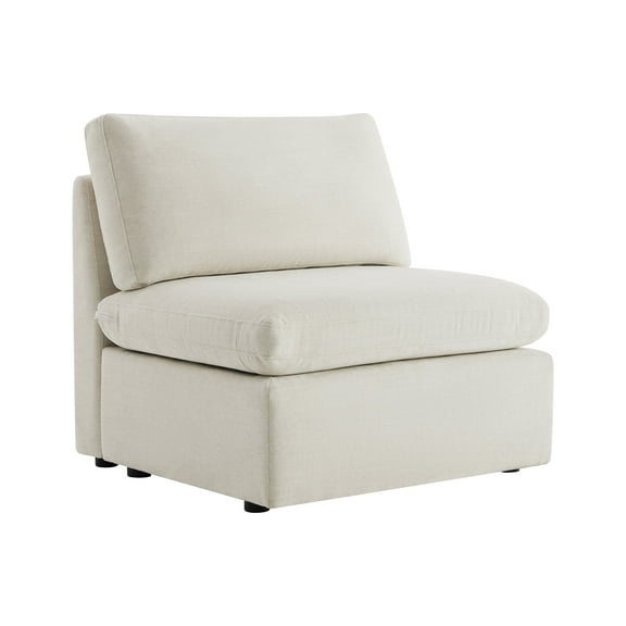 CHITA Modern Fabric Armless chair with Reversible Chaise for Living Room Bedroom, Linen