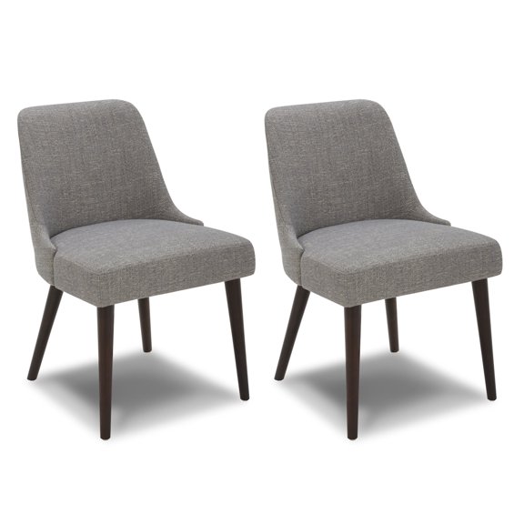 CHITA Modern Fabric Upholstered Kitchen & Dining Room Chairs Set of 2, Wood Legs, Fog Gray