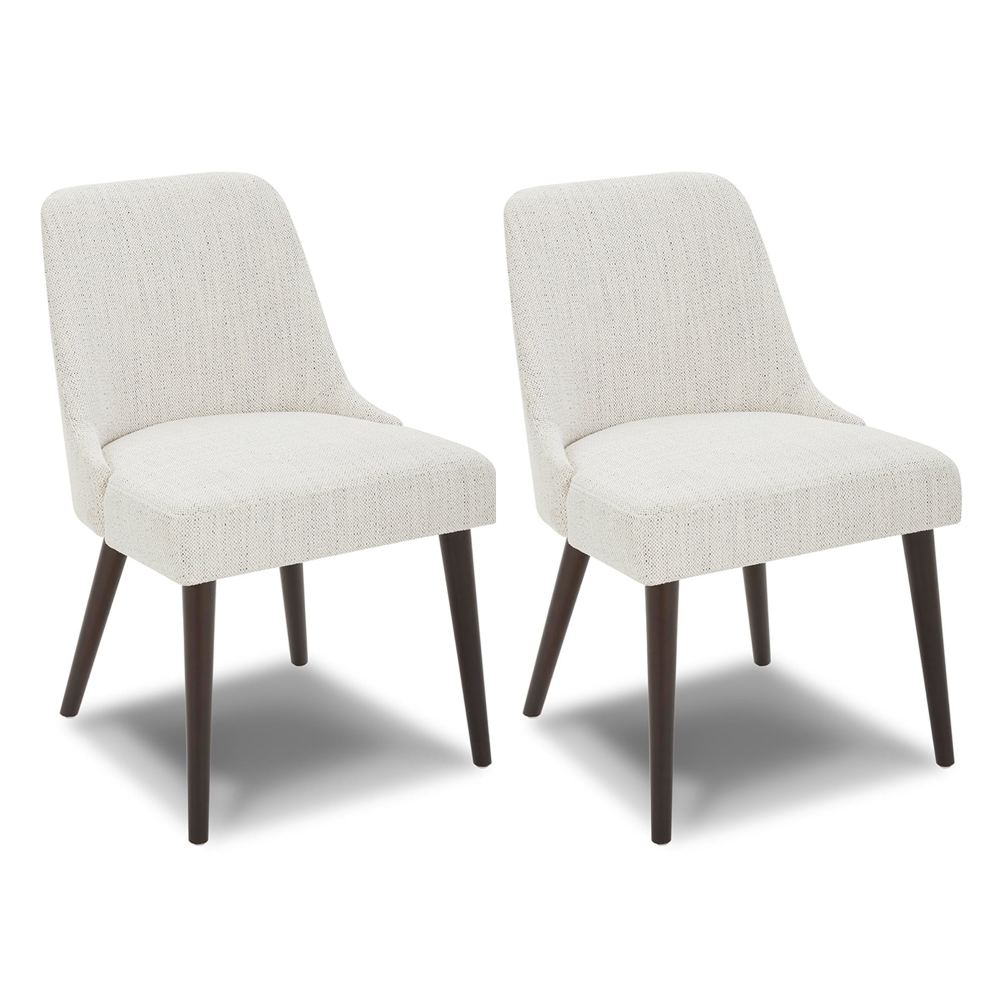 CHITA Modern Fabric Upholstered Kitchen & Dining Room Chairs Set of 2, Wood Legs, Ivory White