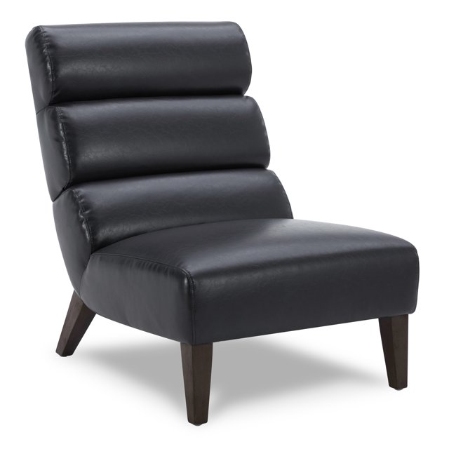 CHITA Modern Faux Leather Accent Armless Chairs with Channel Tufted