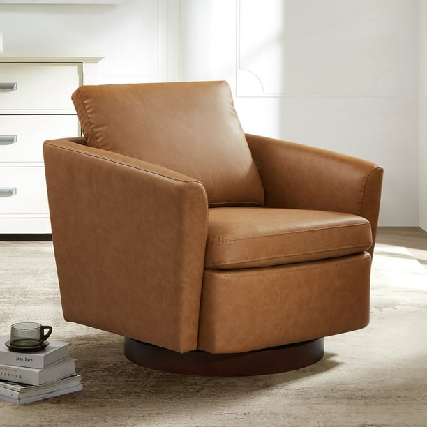 CHITA Modern Swivel Accent Arm Chair, Faux Leather with Foam