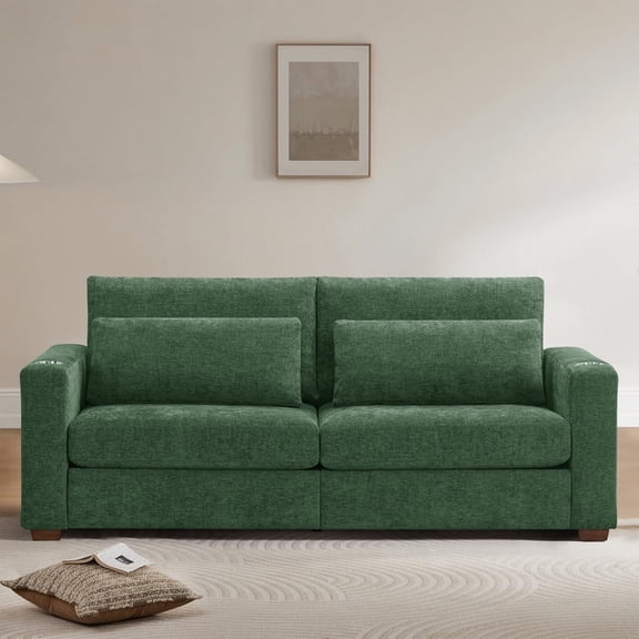 CHITA Modern High Back Living Room Sofa with USB & Cup Holders