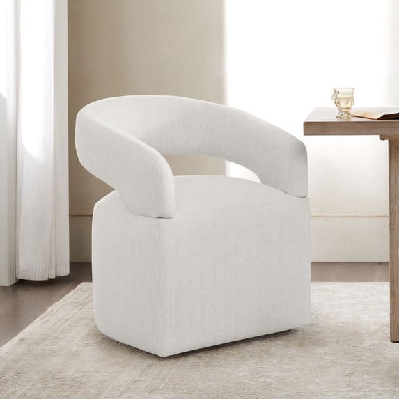 CHITA Modern Mobile Dining Chair with Casters & Open Back