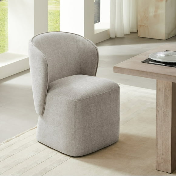 CHITA Morden Upholstered Dining Room with Casters, Fabric Wrap-round Armless Chairs for Kitchen Dining Room, Beige