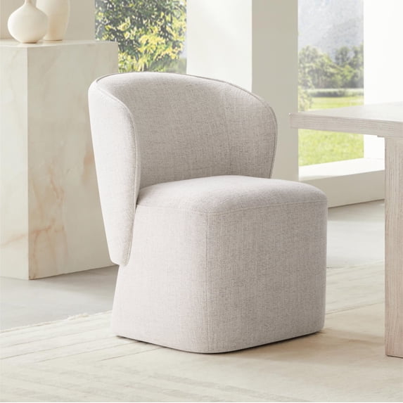 CHITA Morden Upholstered Dining Room with Casters, Fabric Wrap-round Armless Chairs for Kitchen Dining Room, Wheat