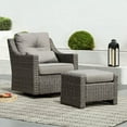 thumbnail image 1 of CHITA Outdoor Gray Wicker Swivel Glider Chair and Ottoman with Cushion, Brownish Gray, 1 of 13