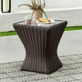thumbnail image 1 of CHITA Outdoor Half Rround Wicker Side Table, Chestnut, 1 of 7