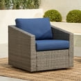 thumbnail image 1 of CHITA Outdoor Swivel Gray Wicker Chair with Cushion, Blue, 1 of 8