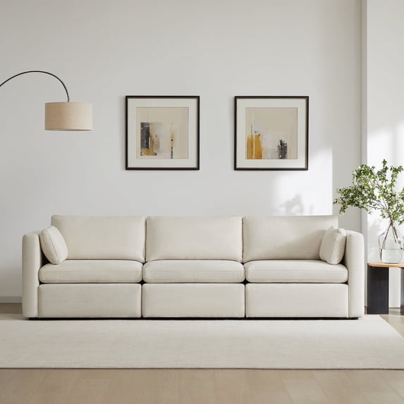 CHITA Oversized Modular Sectional Sofa Set Extra Large Convertible Fabric Sofa Couch with Reversible Chaise,3 Seat Modern Modular Sofa for Living Room,Linen,112 inch Width