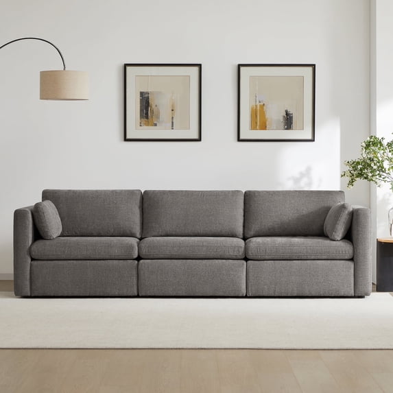 CHITA Oversized Modular Sectional Sofa Set Extra LargeConvertible Fabric Sofa Couch with Reversible Chaise,3 Seat Modern Modular Sofa for Living Room,Fossil Gray,112 inch Width