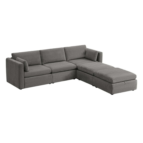 CHITA Oversized Modular Sectional Sofa Set with Storage Ottoman,Extra Large L/U Shaped Sofa Couch with Reversible Chaise,5 Seat Modern Modular Sofa for Living Room,Fossil Gray,112 inch Width
