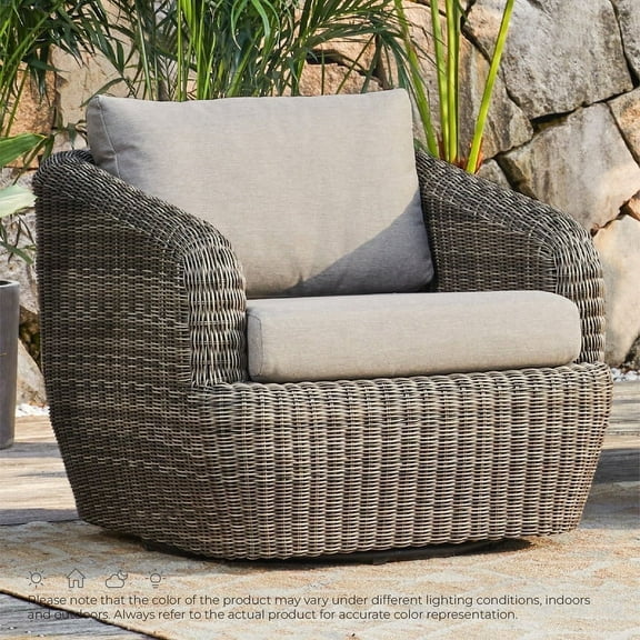 CHITA Steel Patio Wicke Rattan Swivel Chair with Cushion and Chair