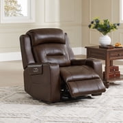 CHITA Power Genuine Leather Recliner Chair Lay Flat Recliner, Brown