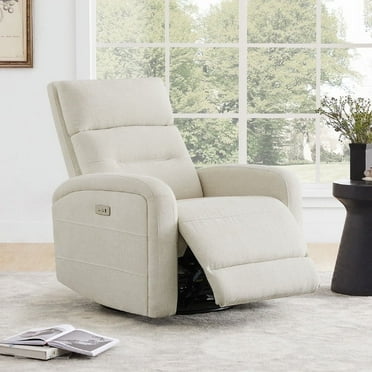CHITA Power Glider Recliner Chair, 270° Swivel Recliner with USB Ports for Nursery, Fabric in Linen