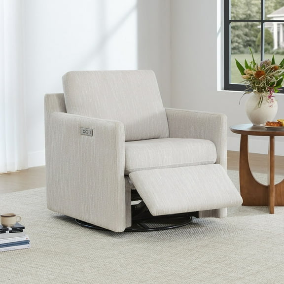 CHITA Power Swivel Chair Accent Chair Wall Hugger with Electric Footrests