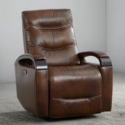 CHITA Power Swivel Glider Rocker Recliner Nursery Chair with USB for Living Room, Genuine Leather, Brown