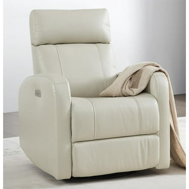 CHITA Power Swivel Glider Rocking Recliner Nursery Chair Living Room Chair, Leather, White