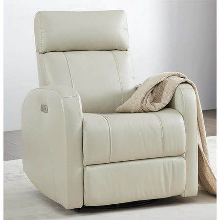 CHITA Power Swivel Glider Rocking Recliner Nursery Chair Living Room Chair, Leather, White