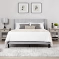 thumbnail image 1 of CHITA Queen Size Upholstered Platform Bed Frame with Vertical Stripe Headboard,Grey, 1 of 12