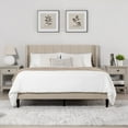 thumbnail image 1 of CHITA Queen Size Upholstered Platform Bed Frame with Vertical Stripe Headboard,Oatmeal, 1 of 10