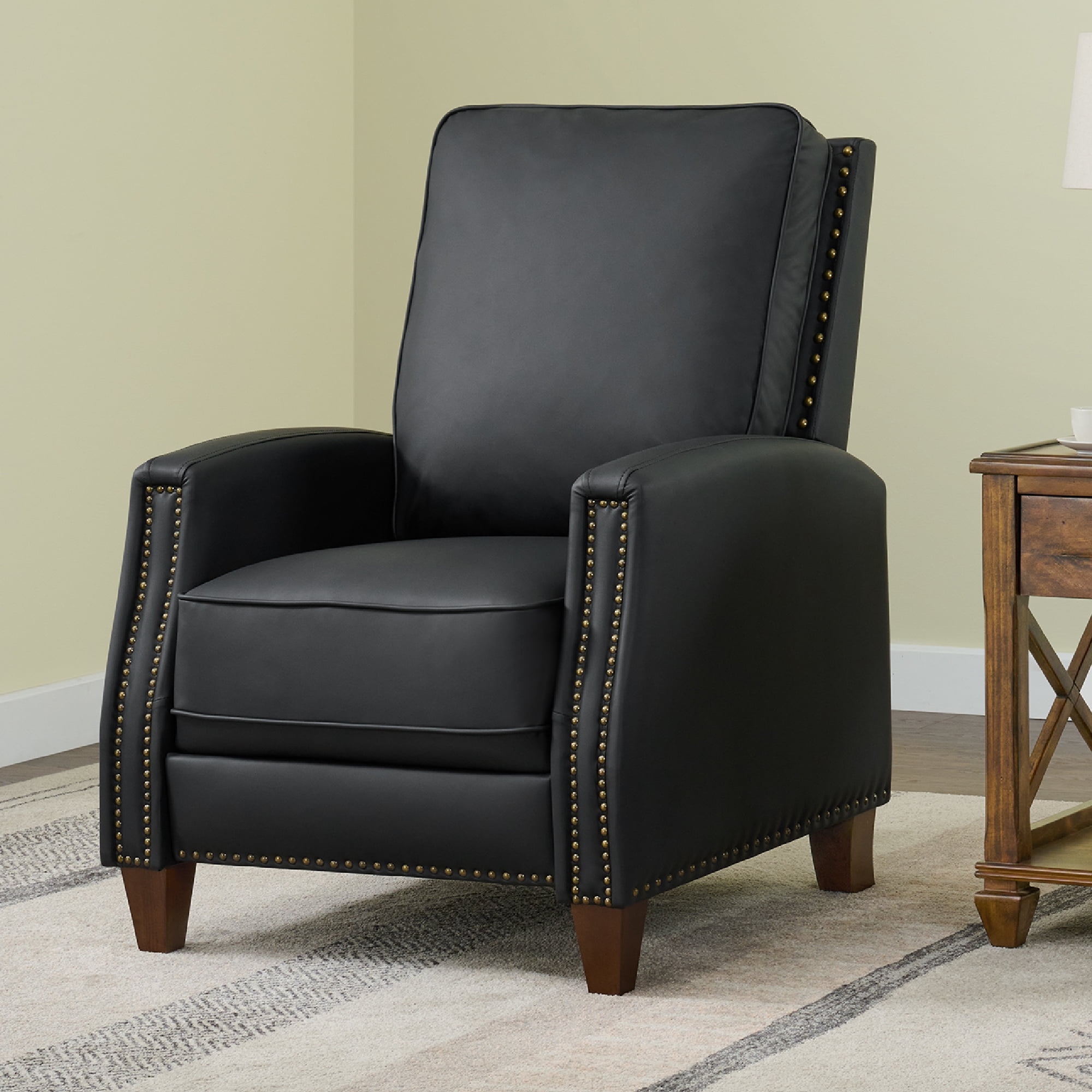 CHITA Recliner Chairs for Adults Single Sofa Chair for Living Room Faux Leather Push Back Recliner,Black