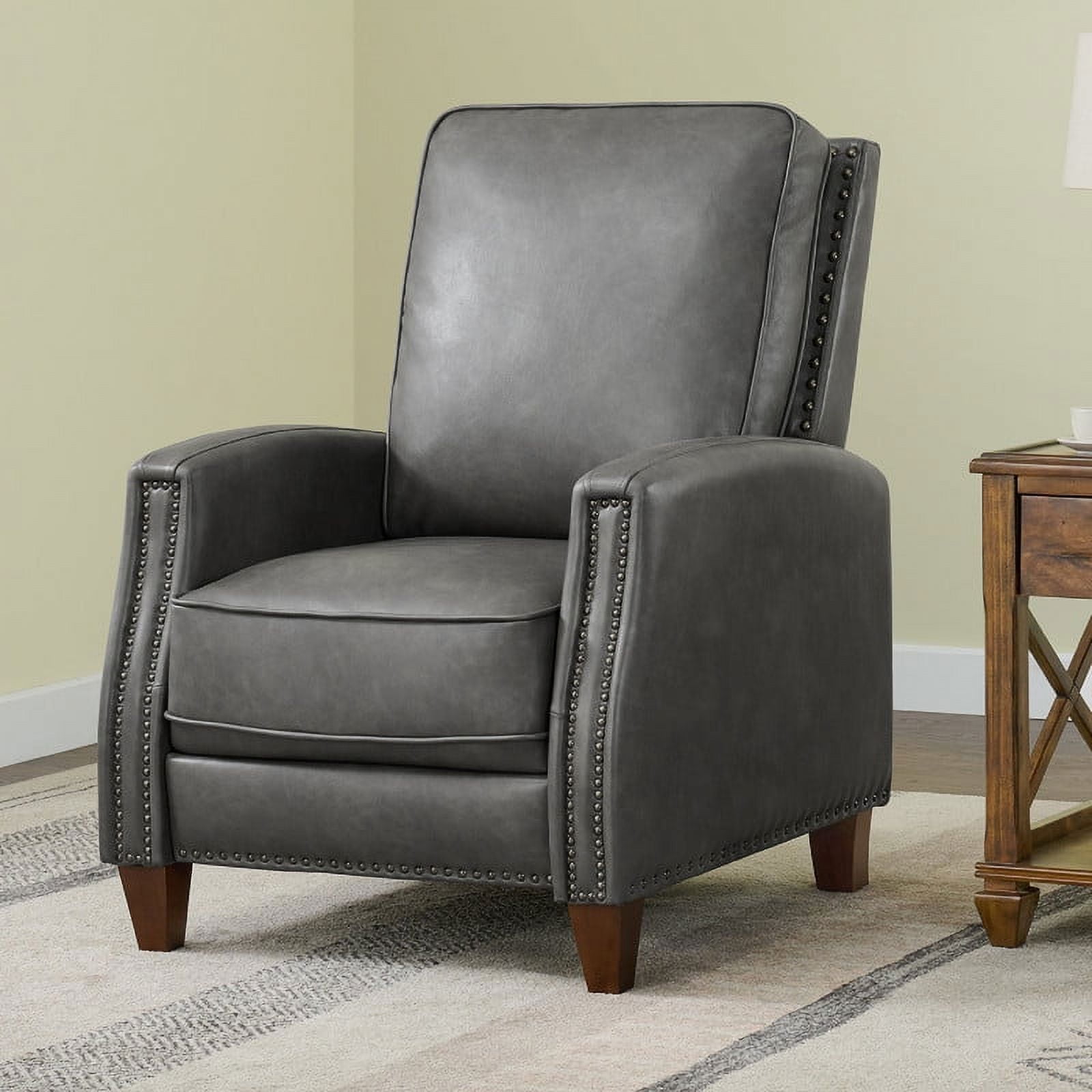 CHITA Recliner Chairs for Adults Single Sofa Chair for Living Room Faux Leather Push Back Recliner,Dark Gray