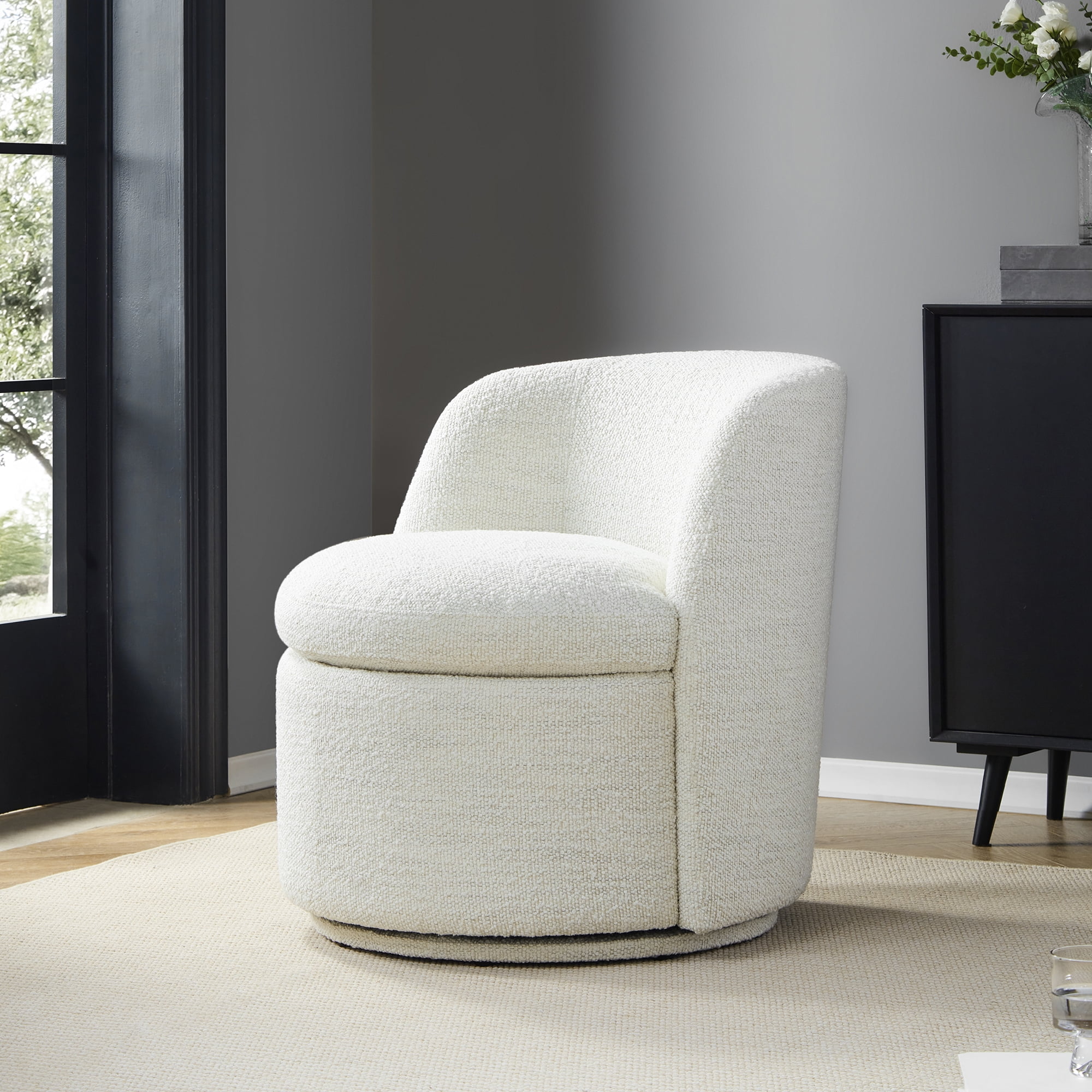 CHITA Swivel Accent Chair Armchair, Round Barrel Chairs in Fabric for