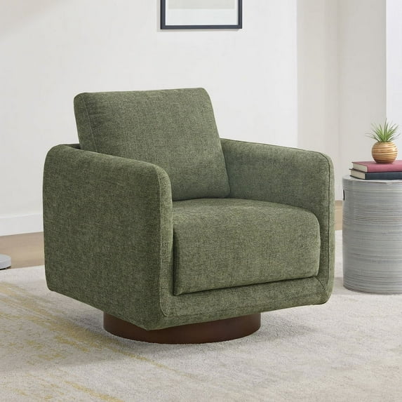 CHITA Swivel Accent Chair Armchair with Back Cushion, Fabric in Moss Green